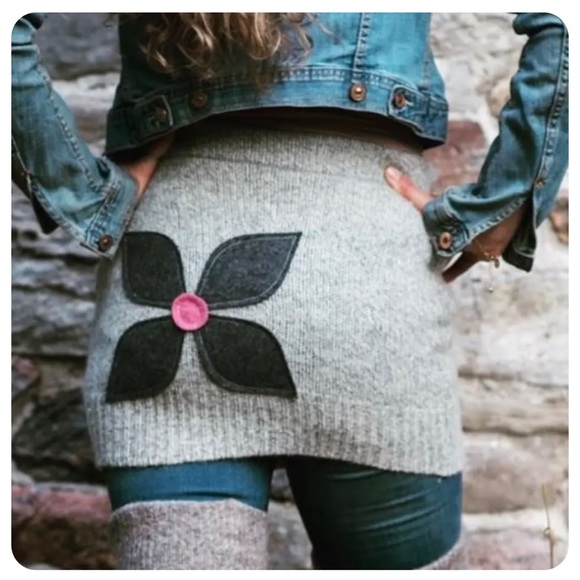 honeybea Dresses & Skirts - Honeybea Original Skirt Bum Warmer Upcycled Wool Handcrafted Gray Sz. S